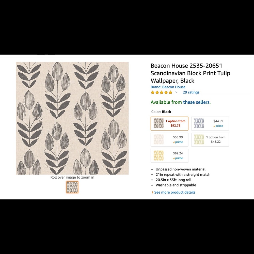 Beacon House Block Print Tulip Wallpaper
